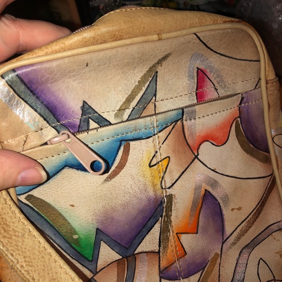 Sam Sam Genuine Leather Painted Cross Body Handbag (JJ) - Picture 11 of 12